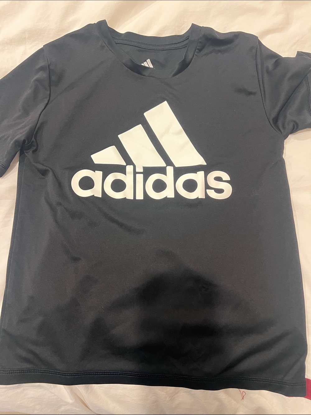 adidas Black Tee with White Logo - Kids Short Sleeve